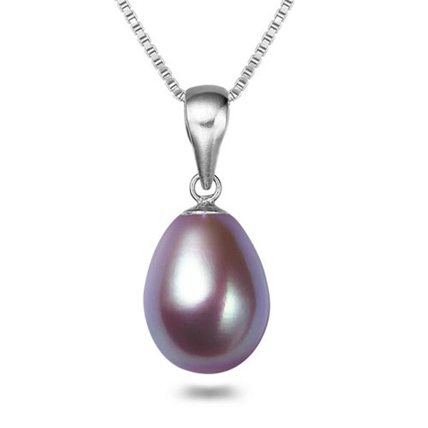 Lavender Freshwater Pearl Pendant Necklace 16"/18" Silver Chain Freshwater Necklace Pendant for Women Lavender Pearl Pendant