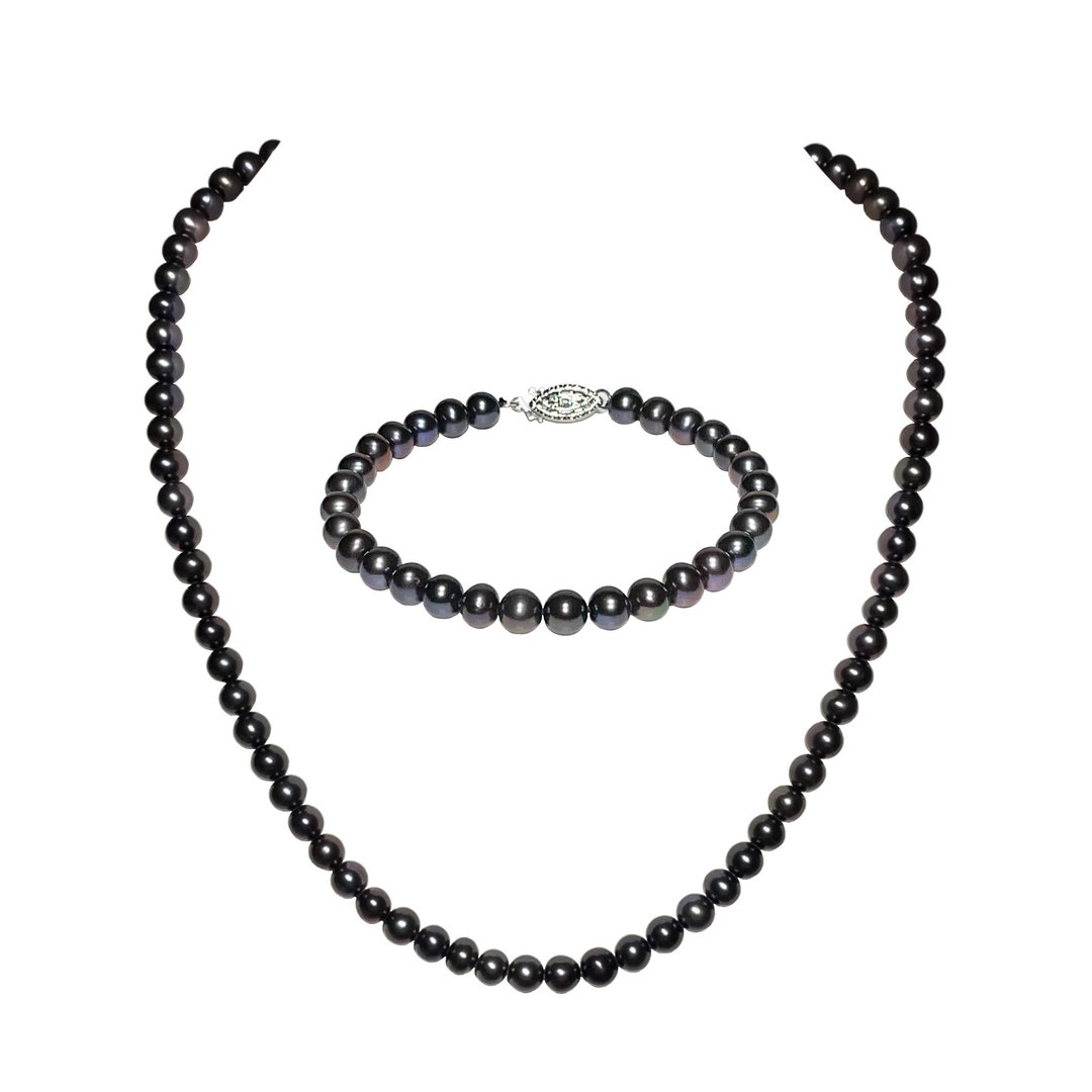 68mm AA Black Pearl Jewelry Set Freshwater Pearl Jewelry for Women