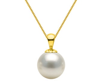 6-10mm AAA White Akoya Pearl Pendant Necklace 16"/18" Silver Chain Japanese Akoya Pearl Necklace Pendant for Women White Pearl Pendant