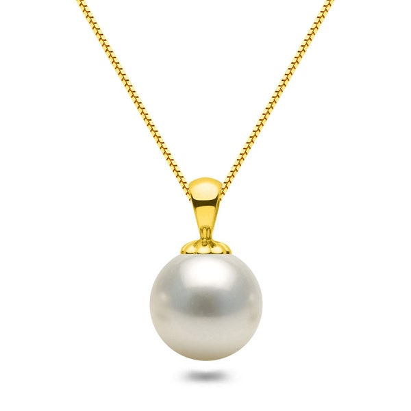 6-10mm AAA White Akoya Pearl Pendant Necklace 16"/18" Silver Chain Japanese Akoya Pearl Necklace Pendant for Women White Pearl Pendant