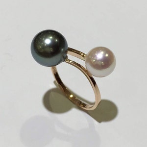 Tahitian and Japanese Akoya Pearl 14K Gold Ring Setting Pearl Wedding ...