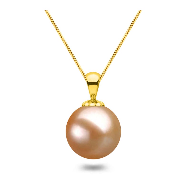 Pink Freshwater Pearl Pendant Necklace 18K Gold Necklace Pendant for Holiday Season Pink Pearl Pendant for Women Gold Pendant Necklace