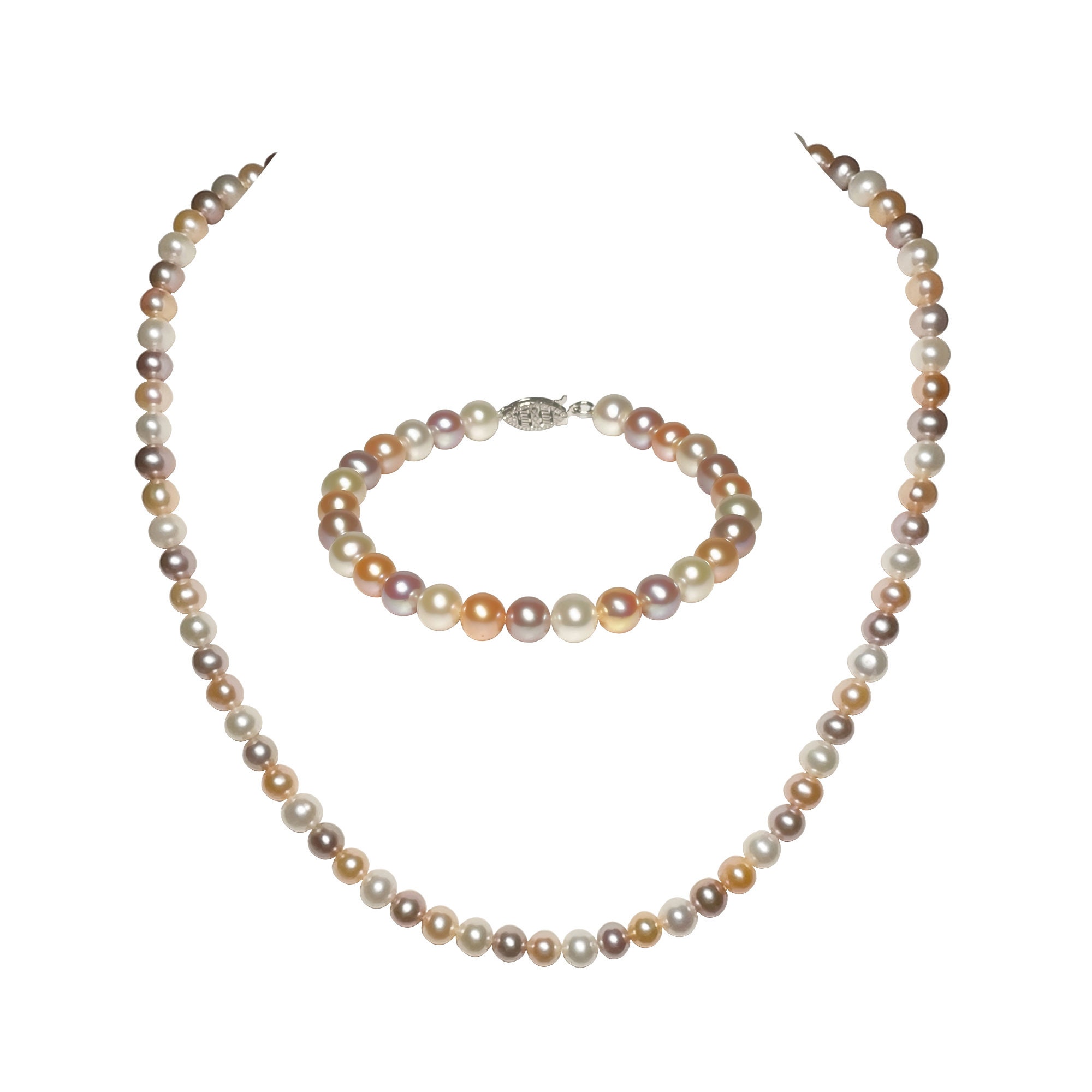 6-8mm AA Multicolor Pearl Jewelry Set 