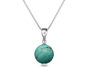 Light Blue Turkey Turquoise Necklace Pendant 16"/18" Sterling Silver Matching Chain Natural Turquoise Pendants