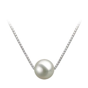 Süßwasserperle Anhänger 16 oder 18-Zoll-Sterling Silber Kette 6-10mm japanische weiße schwimmende Perlenanhänger für Frauen mit AAAA-Zertifizierung