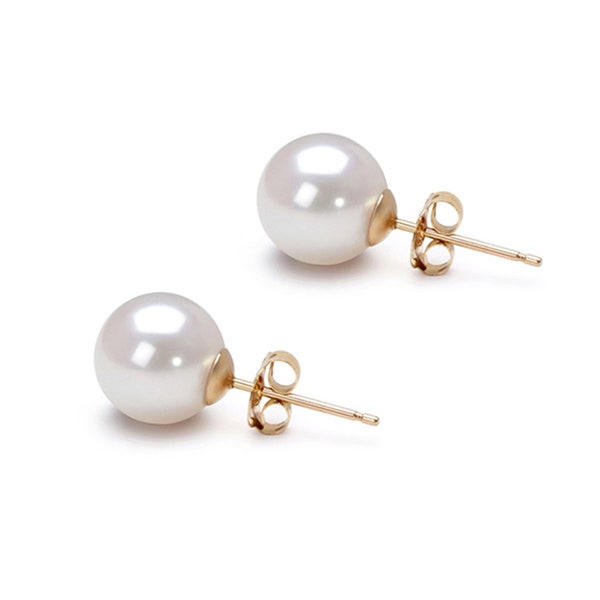 Pendientes de perlas Akoya AAA 5mm-10mm pendientes de perlas blancas japonesas para pendientes de boda, pendientes de plata que establecen grandes regalos navideños