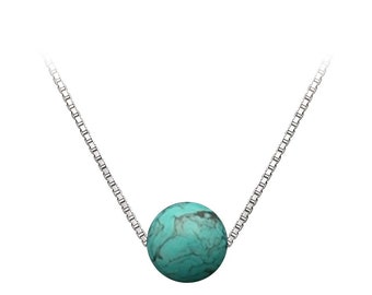 Light Blue Turkey Turquoise Necklace Pendant 16"/18" Sterling Silver Matching Chain Floating Natural Turquoise Pendants