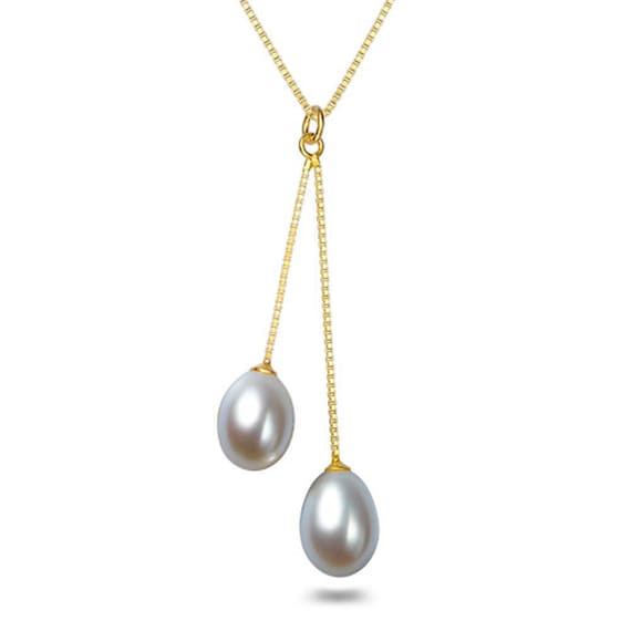 Chain Necklace Cultured Freshwater Pearl Pendant Necklace Jewelry for Women 9x11mm 21 inch