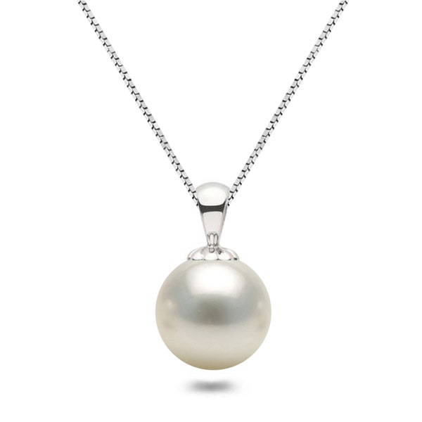 6-10mm AAAA White Akoya Pearl Pendant Necklace 16"/18" Silver Chain Japanese Akoya Pearl Necklace Pendant for Women White Pearl Pendant