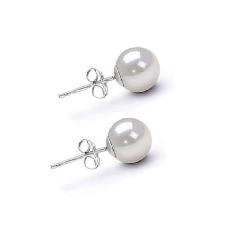 Akoya Pearl Earrings Studs AAA 6mm-10mm Japanese White Pearl Earrings Stud Bridesmaid Earrings Stud Free Shipping