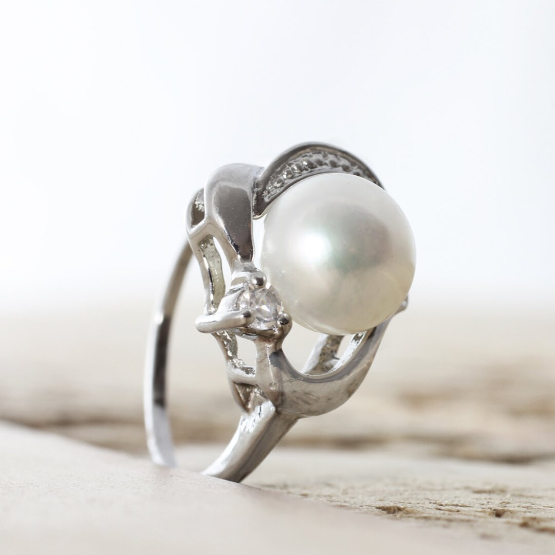 Sterling Silver Pearl Ring | Pearl Costume Ring - The Collegiate Standard