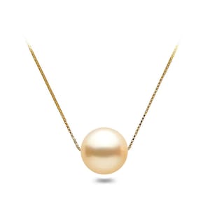 Süßwasserperle Anhänger 16 oder 18-Zoll-Sterling Silber Kette 6-10mm japanische Champagner Schwimm Perle Anhänger für Frauen AAAA Zertifizierung