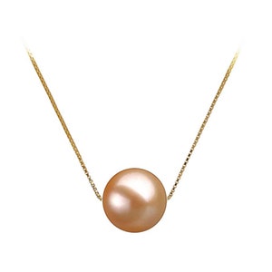 8.5-12.5mm South Sea Pink Floating Shell Pearl Pendant Necklace 16&quot; or 18&quot; with 925 Sterling Silver Chain Necklace Pendant for Women