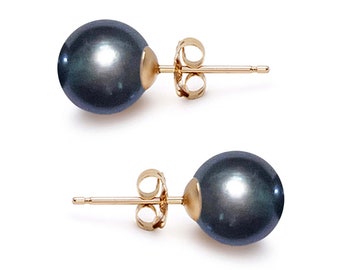 Light Blue Pearl Earrings AAA 6mm-9mm Japanese Freshwater Pearl
