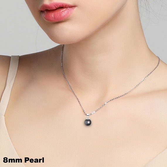 ★【BLACKPURPLE】★8mm Little Pearl Ball Chain Necklac.e★ 8 mm pearl little ball chain necklace - BLACKPURPLE_USD