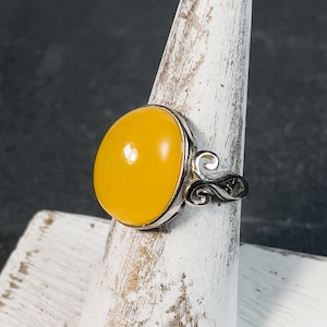 Natural Amber Ring 925 Sterling Silver Setting Adjustable Ring Size with Comfortable Overlapped Band One of Kind Baltic Amber Ring