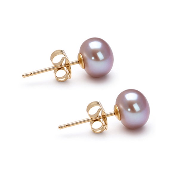 Freshwater Pearl Earring Studs 5mm-10mm Silver Earrings for Women Great Gift for Holiday Season - Freshwater Lavender Pearl Stud Earring Set