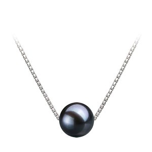 8.5-12.5mm South Sea Black Floating Shell Pearl Pendant Necklace 16&quot; or 18&quot; with 925 Sterling Silver Chain Necklace Pendant for Women