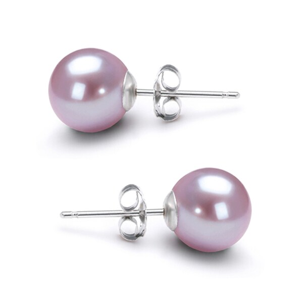 Freshwater Pearl Earring Studs 5mm-10mm Silver Earrings for Women Great Gift for Holiday Season - Japanese Lavender Pearl Stud Earrings Sets