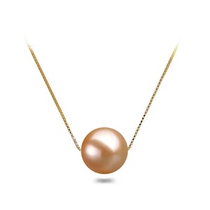 Freshwater pearl pendants 16 or 18 inch sterling silver chain 6-10mm Japanese pink floating pearl pendant for women with AAAA certification