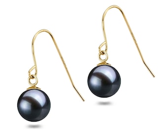 Akoya Pearl Earrings Studs 6mm-10mm 925 Silver Earrings for Women Great Gift for Holiday Season - Hook Black Pearl Stud Earrings Sets