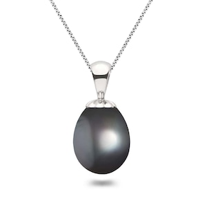 Zoetwaterparelhangers 16 of 18 inch sterlingzilveren ketting enorme zwarte druppelvormige parelketting hanger voor vrouwen druppelvorm parelsieraden