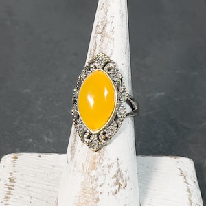 Natural Amber Ring 925 Sterling Silver Setting Adjustable Ring Size with Comfortable Overlapped Band One of Kind Baltic Amber Ring