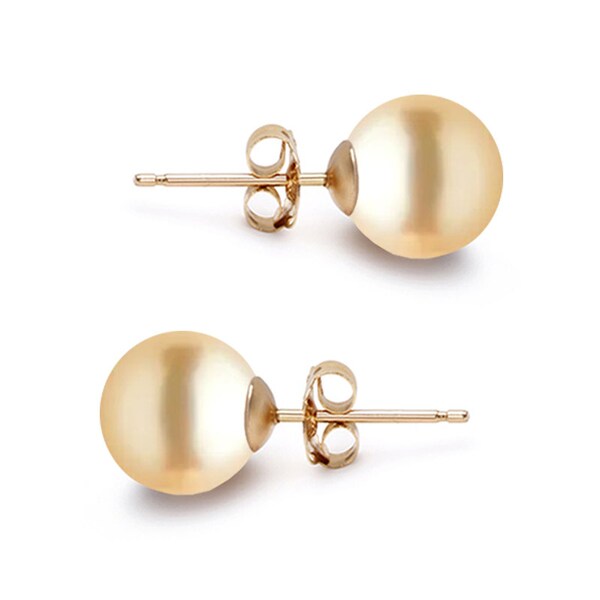 AAAA Champagne Freshwater Pearl Earring Studs 5mm-10mm 14K Gold Earrings for Women Great Gift - Japanese Champagne Pearl Stud Earrings Sets