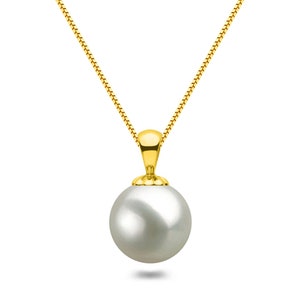 6-13.5mm Huge AAA White Freshwater Pearl Pendant Necklace 16"/18" Silver Chain Freshwater Necklace Pendant for Women White Pearl Pendant