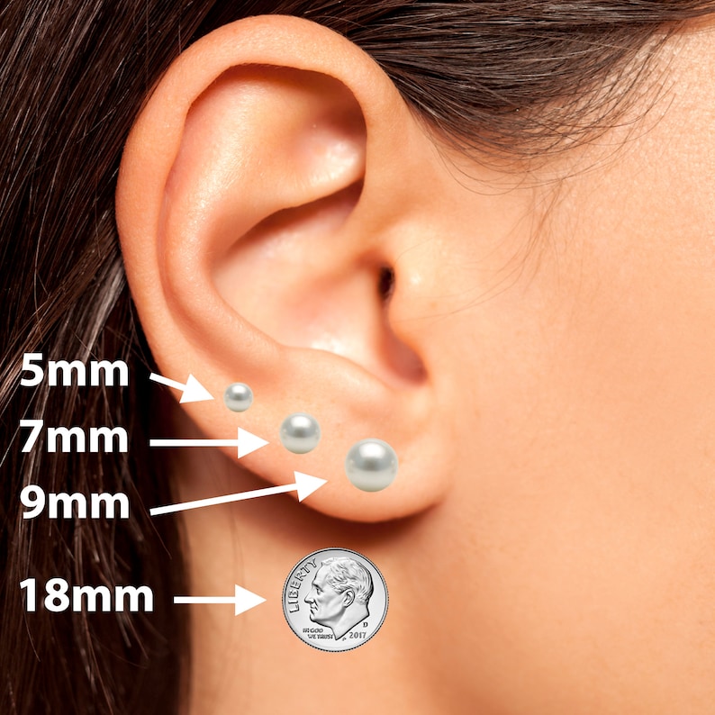 Akoya Pearl Earrings Studs AAA 5mm-10mm Sterling Silver Earrings for Women Japanese White Pearl Stud Earrings Sets with Certification image 5