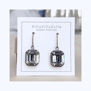 Gorgeous 12mm Black Diamond Emerald cut crystal drop earrings - made w/ genuine Swarovski® stones - rhinestone dangles
