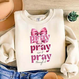 Coquette Bow Pray PNG, Christian Png, Pay On It Png, Bible Verse Png, Bow Prayer Png, Religious Png, Trendy Christian Png, Spiritual Png