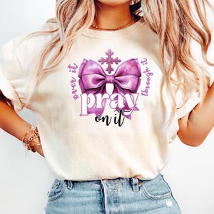 Retro Pray Ont It Png, Cross Png, Coquette Bow Png, Bible Verse Png, Trendy Pray Png, Christian Tshirt Png, Bible Verse Png, Jesus Png