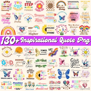 130 + Inspirational Png Bundle, Rainbow Png, Motivational Png, Inspirational Quotes Png, Mental Health Png, Positive Quotes, Self Love Png