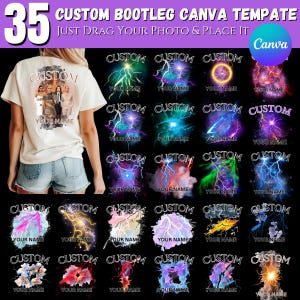 35 Custom Bootleg Rap Tee Canva Editable Template, Canva Bootleg Frame Template, Custom Bootleg Shirt Design, Canva Rap Tee T-Shirt Template