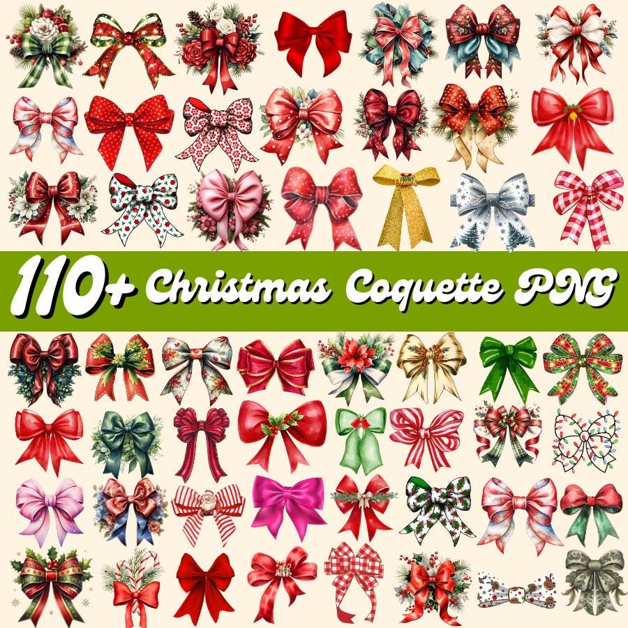 110+ Christmas Coquette Png Bundle, Coquette Bow Png, Christmas Bow Png, Coquette Clipart, Merry Christmas Png, Holiday Png, Christmas Shirt