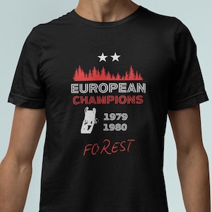 Forest European Champions T Shirt, Football Fan Gift for Nottingham Reds Soccer Supporter, Birthday or Christmas present for Him or Her