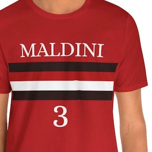 Maldini AC Milan 3 T Shirt, Paulo Italian Legend Football Tee, Italy Soccer Jersey, tribute to Maldini, Series A Italia San Siro Shirt Gift