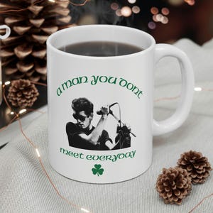 Shane MacGowan inspired White Coffee Mug, Saint Patrick&#39;s Day Tea cup with a Pogues feel, Irish Music Pogue Mahone Gift for Ireland Lovers