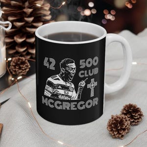 Celtic Captain McGregor 500 Green Coffee Mug, Football Glasgow Soccer FC Cup, Hoops Bhoys Hail Hail Mug, Black and White Celts 11oz Mug
