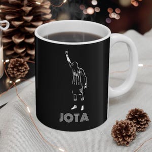 Celtic Jota Celebration Black Coffee Mug, Football Jota Glasgow Soccer FC Cup, Hoops Bhoys Hail Hail Mug, Green and White Celts 11oz Mug