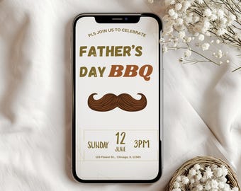 Vatertag BBQ-Einladungsvorlage, Vatertag Brunch-Einladung, bearbeitbare Vatertagseinladung, Vatertagsfeier, Vatermittagsangebot