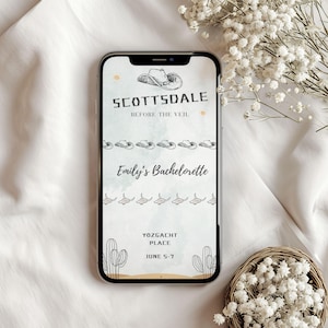 Scottsdale Before the Veil Bachelorette Weekend Itinerary Invite, Editable Arizona Bachelorette Invite, Bachelorette Invitation Template