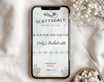 Scottsdale Bachelorette Itinerary Invite, Desert Theme (Editable Template)