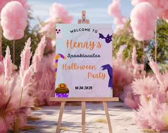 Halloween Party Welcome Sign Template Editable Spooky Party Poster Canva Printable Halloween Bash Decor Digital Download for Kids or Adults