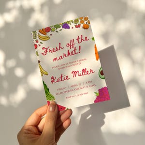 Fresh off the Market Bridal Shower Invitation Template, Farmer&#39;s Market Theme Bachelorette Invite, Editable Summer Couples Wedding Shower