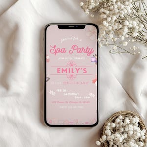 Spa Party Invitation For Girls, Printable Pink Birthday Glam Party, Editable Tween Birthday Spa Party Invite, Birthday Girl Sleepover Invite