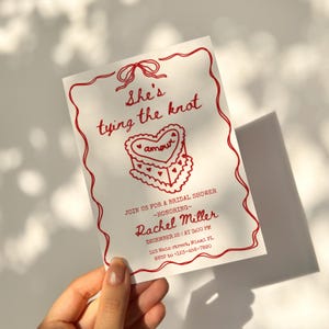 She&#39;s Tying The Knot Bridal Shower Invitation Template Editable Coquette Bachelorette Party Invitation Minimal Bow Theme Bridal Party Invite
