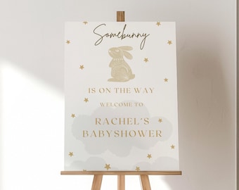 Somebunny Babyparty Willkommensschild, bearbeitbares Bunny-Thema (Digitaler Download)