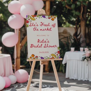 Fresh off the Market Bridal Shower Welcome Sign Template, Farmer&#39;s Market Theme Bachelorette Sign, Editable Summer Couples Wedding Shower